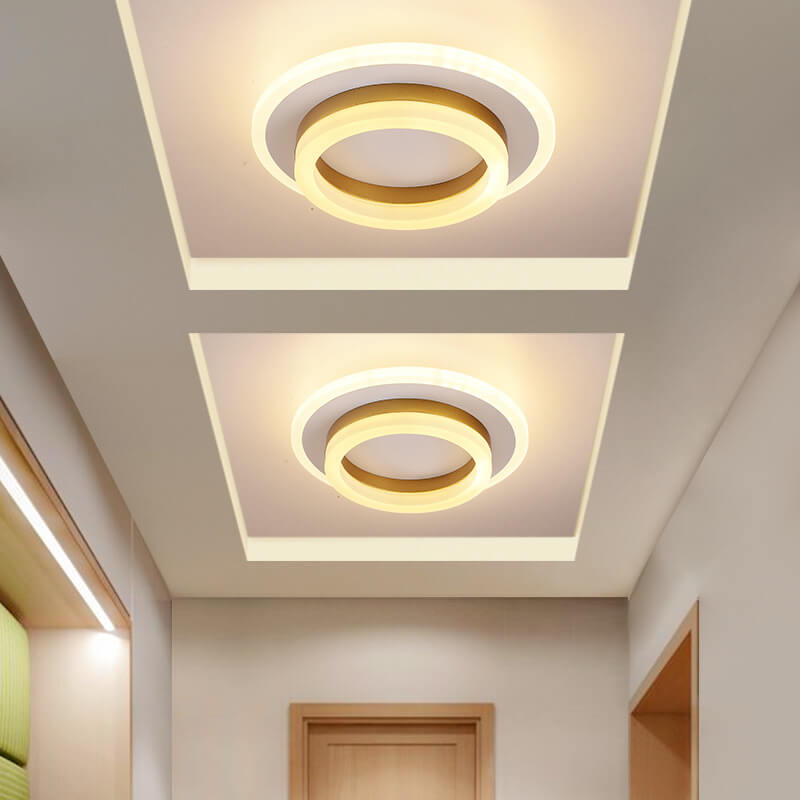 Nordic Simple Acrylic LED Flush Mount Ceiling Light - Square Circle Iron Design