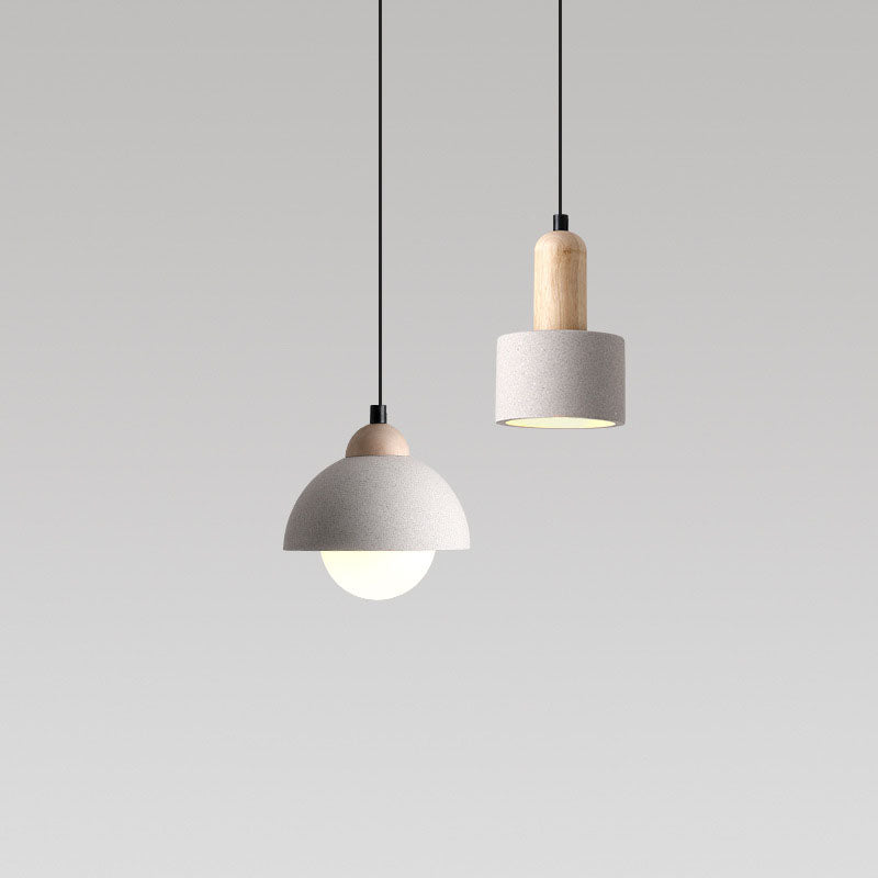 Contemporary Scandinavian Cement Dome Pendant Light for Bedroom 1-Light