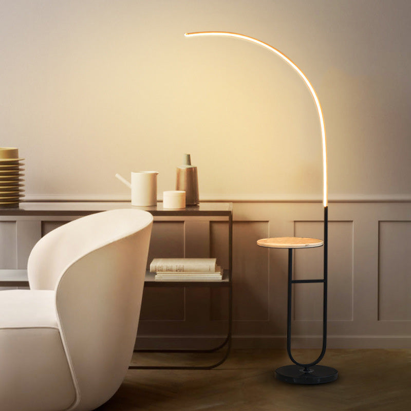 Contemporary Aluminum Strip LED Floor Lamp with Marble Base for Living Room