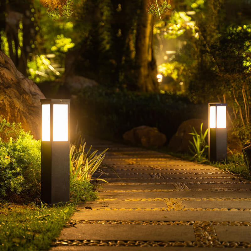 Modern Solar Lawn Square Column Lamp - Waterproof Outdoor Path Light