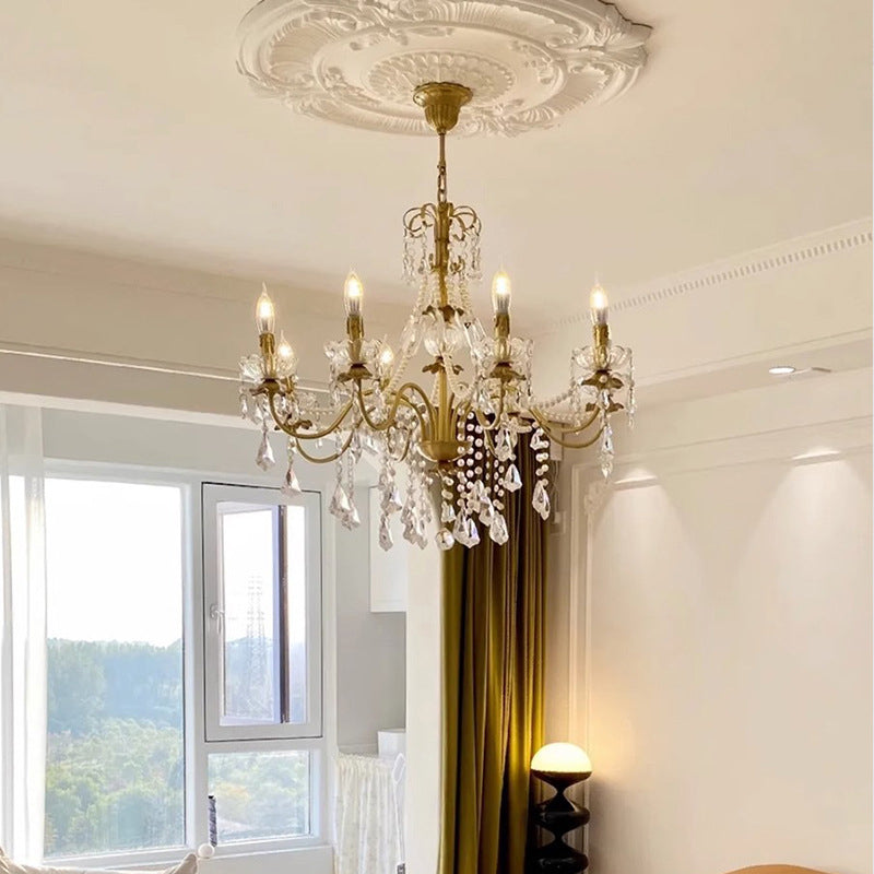 Traditional French Candelabra Crystal Iron Chandelier - 3/6/8 Lights for Living Room Elegance