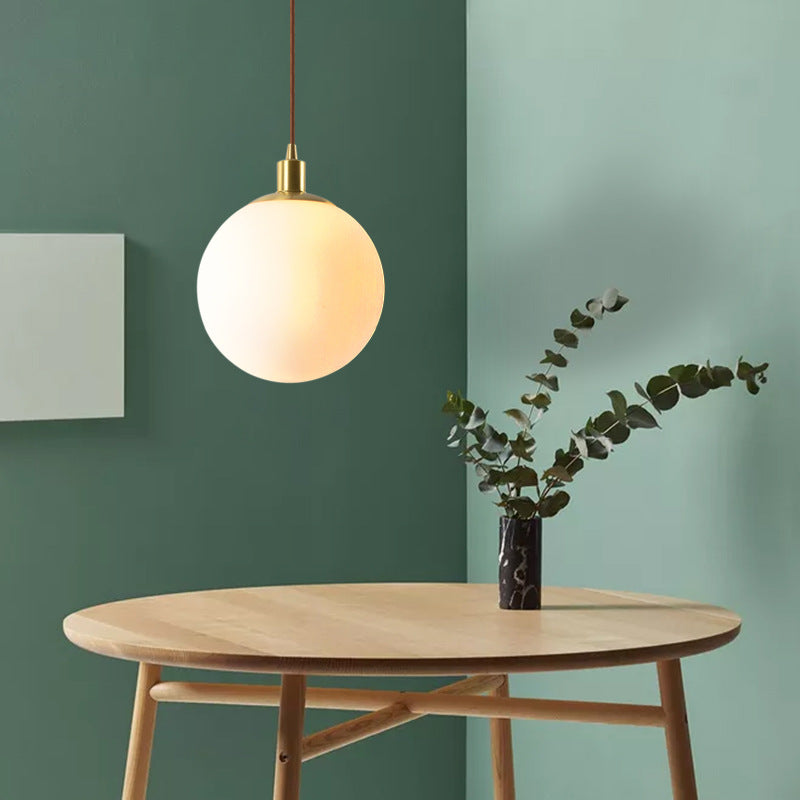 Contemporary Nordic Minimalist 1-Light White Orb Pendant for Bedroom