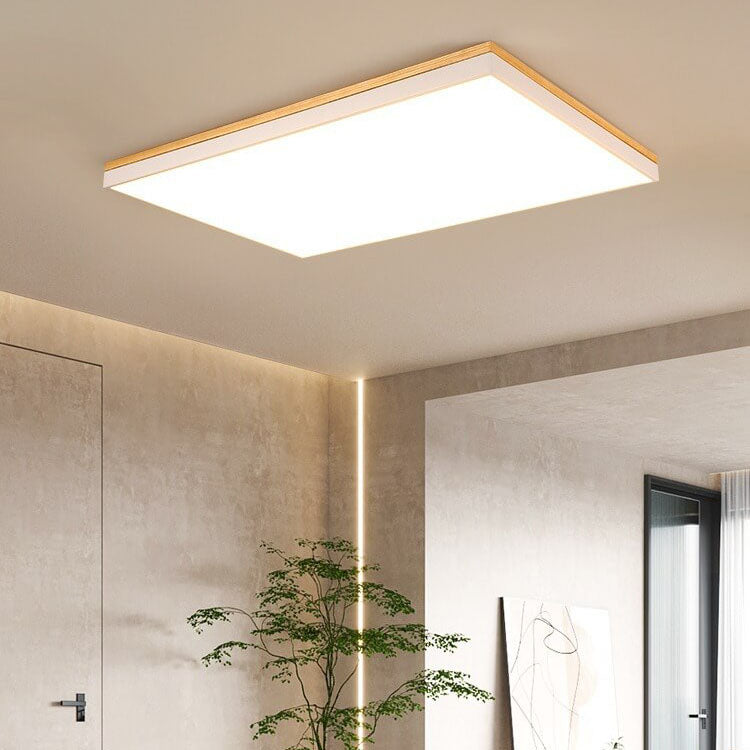 Modern Minimalist Solid Wood LED Flush Mount Light for Living Room