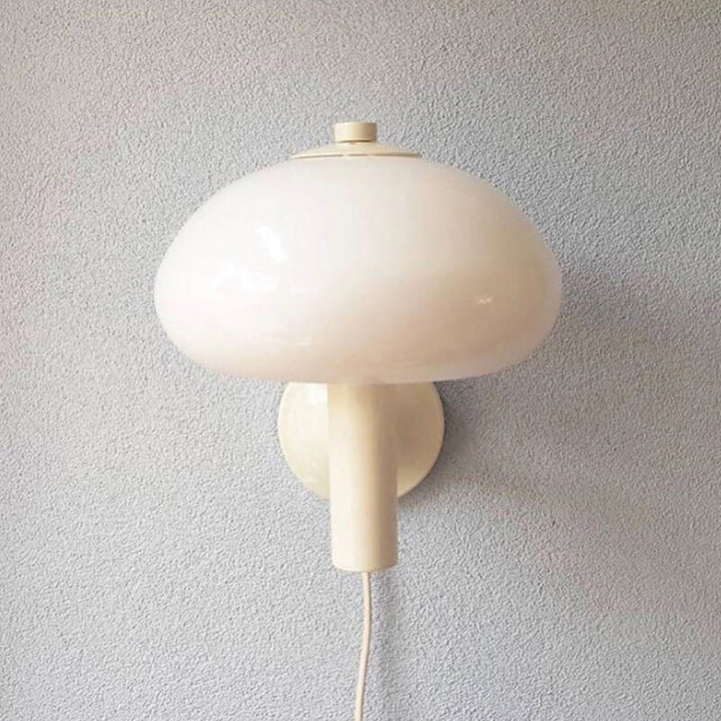 Contemporary Nordic White Glass Dome Wall Sconce - 1-Light Mushroom Lamp for Bedroom