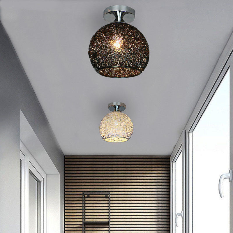 Contemporary Scandinavian Iron Aluminum Weaving Ball Semi-Flush Ceiling Light for Hallway