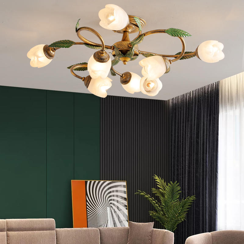 Modern Idyllic Iron Flower Branch Semi-Flush Mount Lighting - 6/8/10 Light