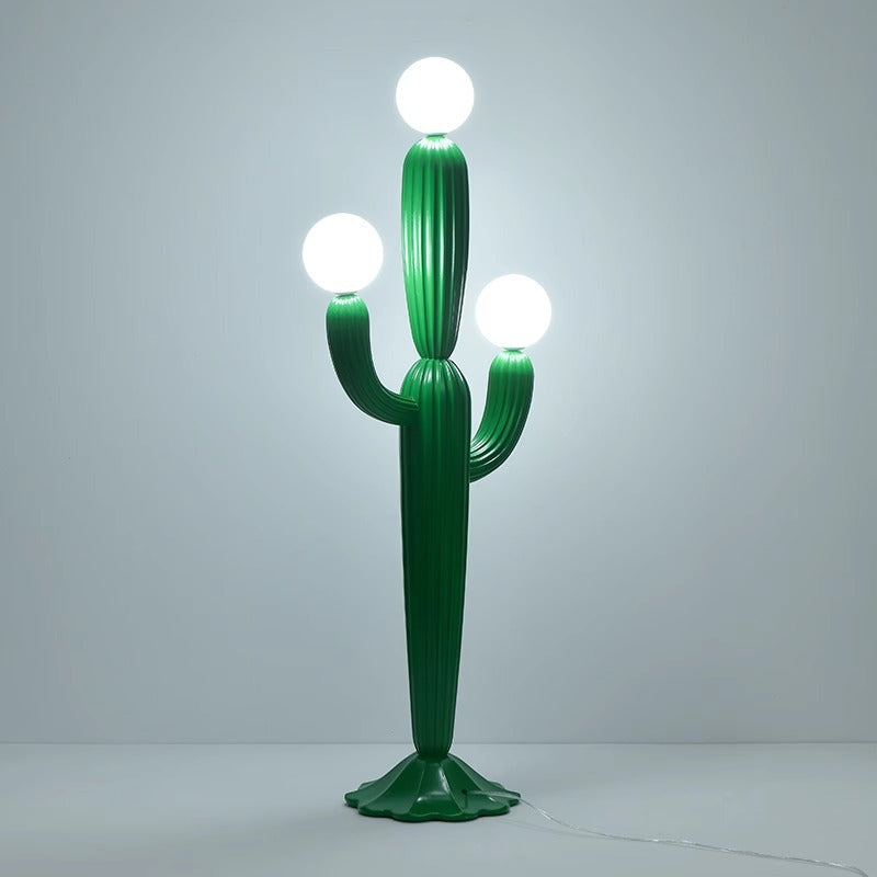 Contemporary Cactus Resin Glass 3-Light Floor Lamp for Living Room