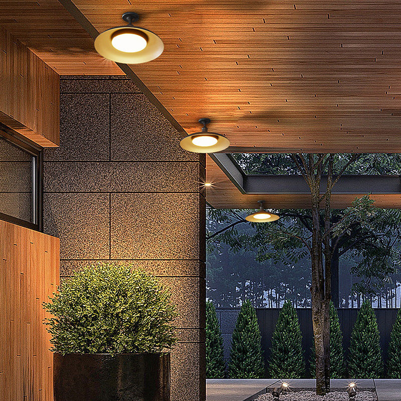 Contemporary Scandinavian Carbonized Steel Waterproof Semi-Flush Mount Light for Outdoor Patio