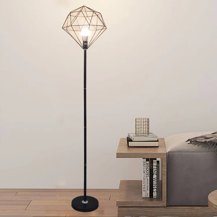 Contemporary Iron Hollow Diamond 1-Light Floor Lamp for Study