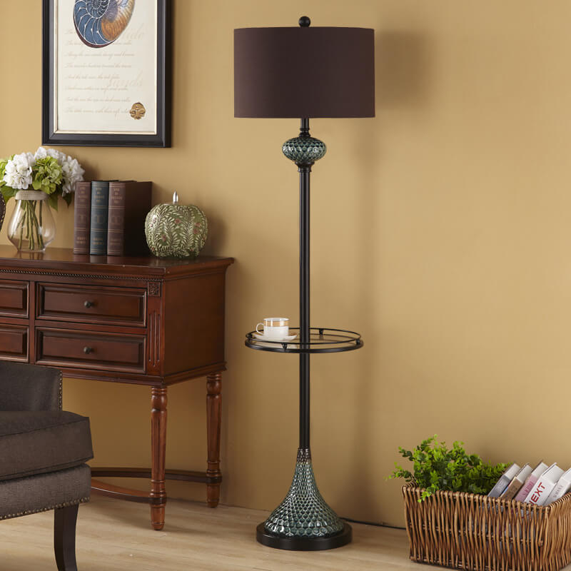 European Light Luxury Floor Lamp with Ceramic Hardware - 1-Light Design Fabric Shade