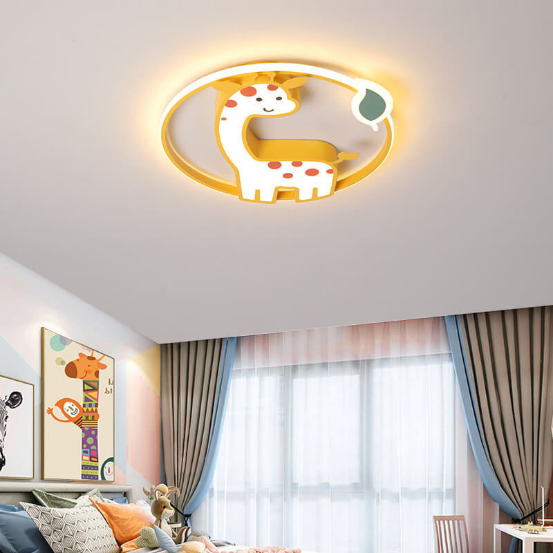 Cartoon Creative Giraffe Acrylic LED Flush Mount Ceiling Light for Kids Room, Nursery, Playroom, Children's Bedroom Lighting, Decorative Giraffe Ceiling Fixture, Colorful Cartoon Animal Design, Modern Kids Lighting Solution, Energy-Efficient LED Flush Lig