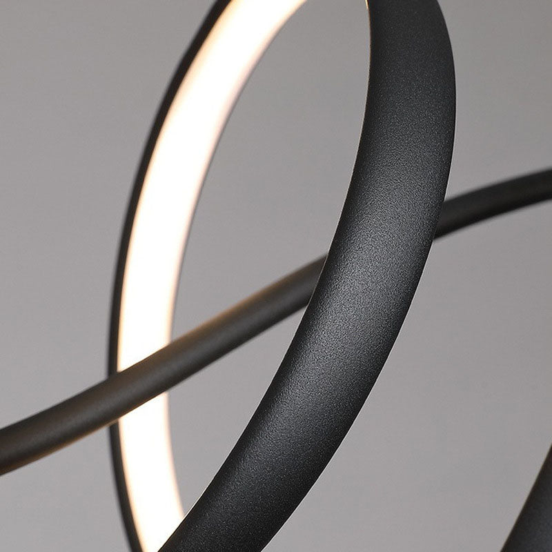 Modern Minimalist Wave Strip LED Chandelier - Aluminium & Silica Design for Dining Room Island Lighting
