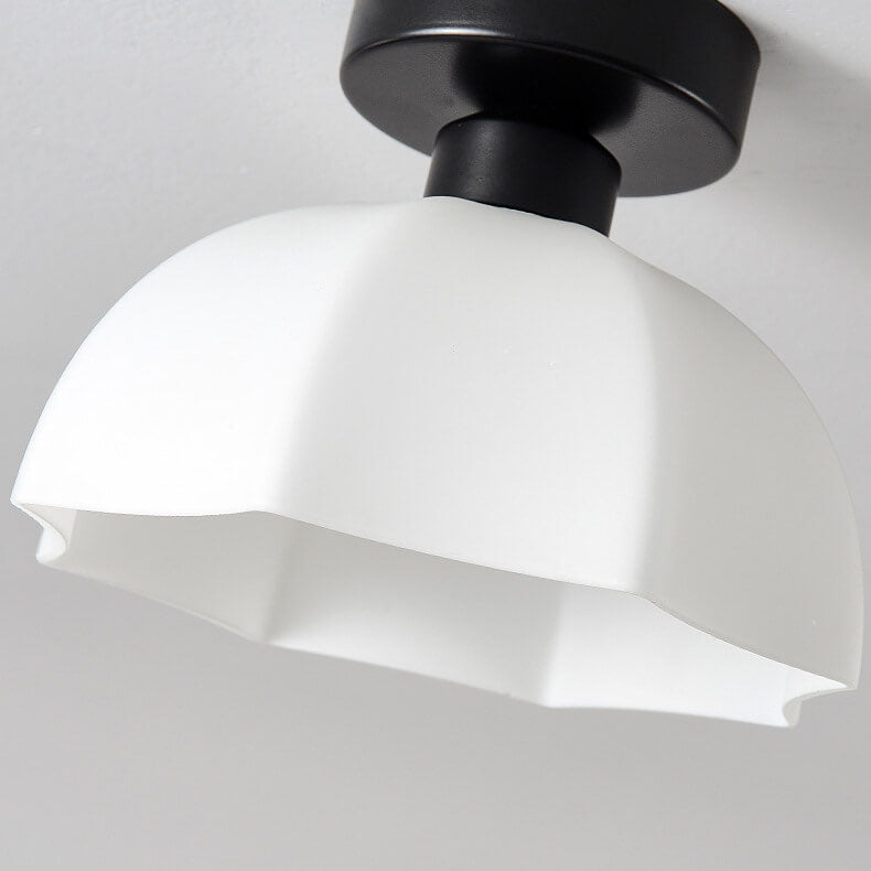 Scandinavian Modern Iron Glass Ceramic Flower Diamond Semi-Flush Mount Light