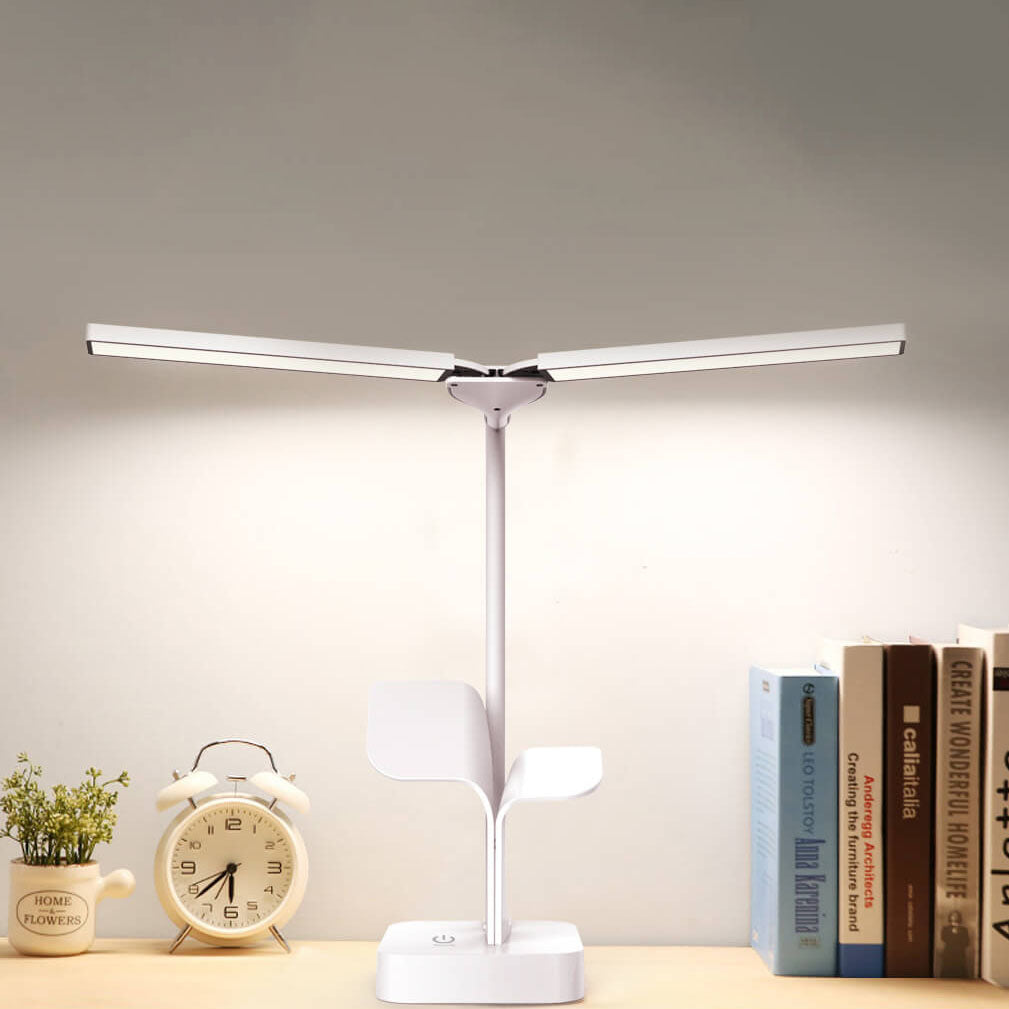 Modern Folding Dual Lamp Plug-In Station Table Lamp with USB Ports, Adjustable Brightness, Minimalist Design, Stylish Nightstand Lamp for Home Office, Bedroom, Study, Energy-Efficient Lighting, Contemporary Indoor Decor Accessory