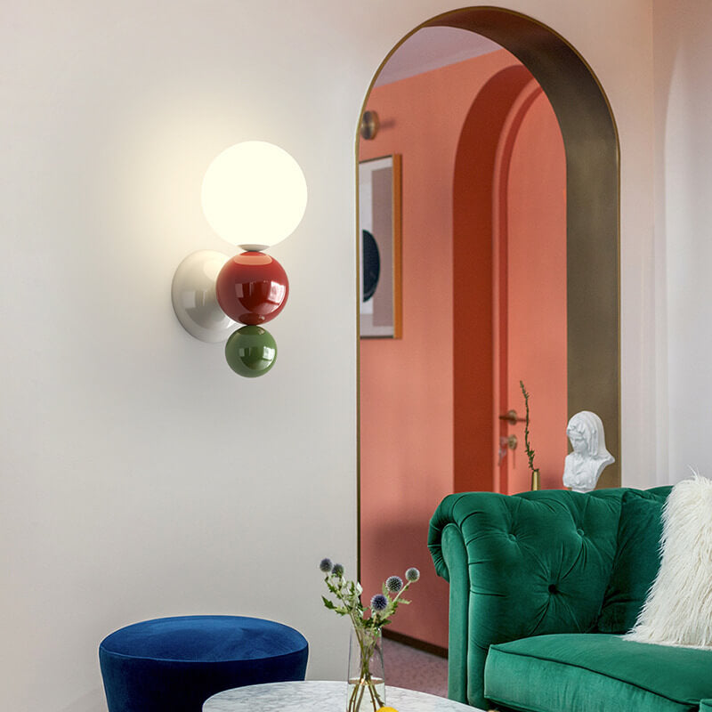 Modern Cream Style Children's Wrought Iron Sphere 1-Light Wall Sconce Lamp Nursery Lighting Fixture Kids Room Decor Soft Glow Bedroom Wall Light Fixture Cute Design for Kids Playroom Accent Lighting