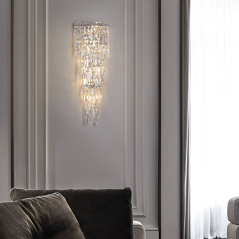Contemporary Luxury Crystal Tassel Wall Sconce - 1-Light for Living Room