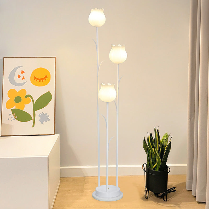 Contemporary Scandinavian 3-Light Floor Lamp - Iron & Glass for Living Room