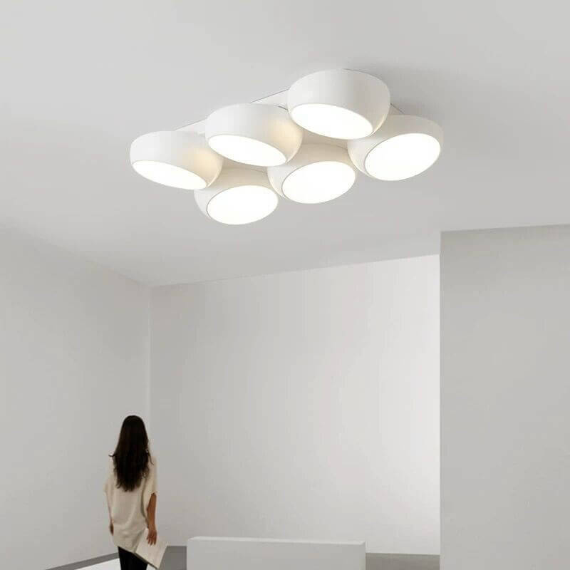 Scandinavian Modern Round LED Semi-Flush Mount Ceiling Light – Iron & Plastic Design
