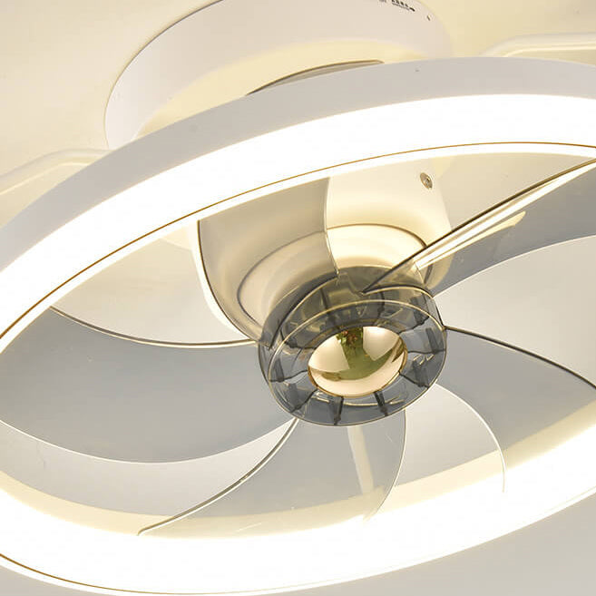 Modern Minimalist LED Ceiling Fan Light - Circle Ring Acrylic Shade Semi-Flush Mount