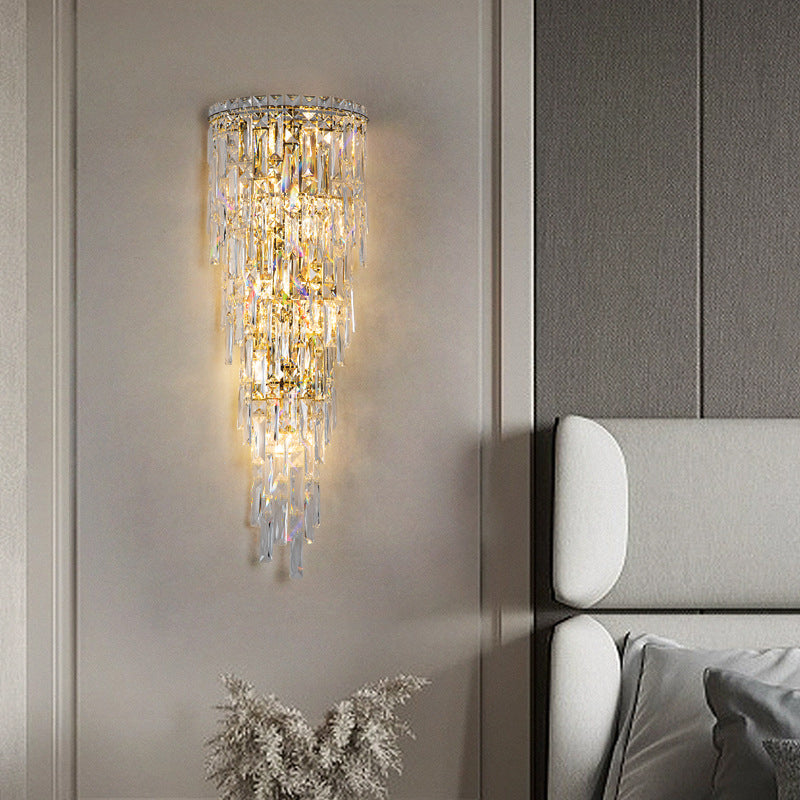 Contemporary Luxury Crystal Tassel Wall Sconce - 1-Light for Living Room