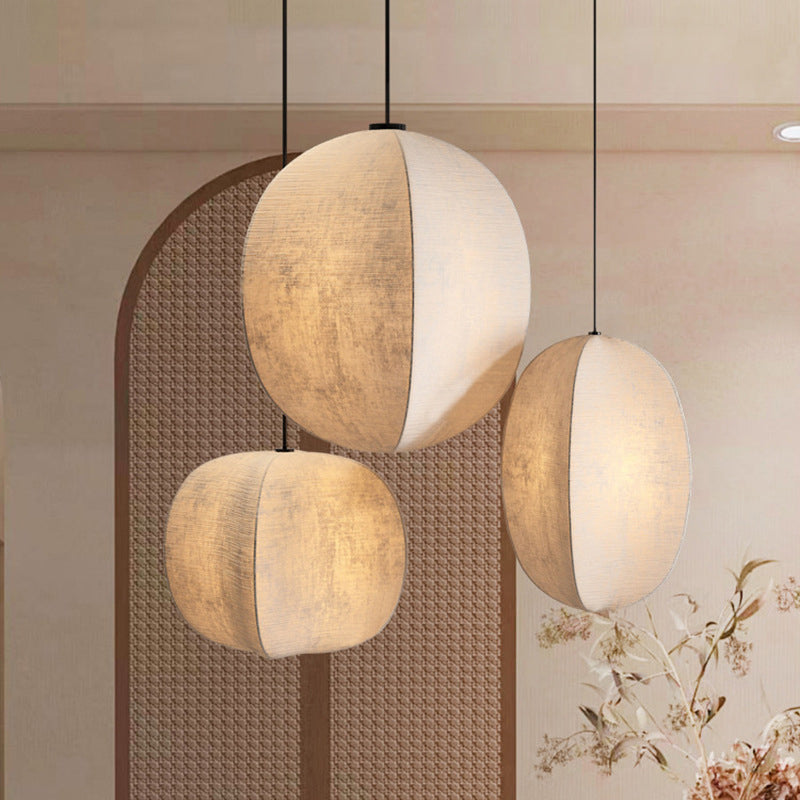 Zen Anti-Silk Lantern Pendant Light for Living Room - Traditional Japanese Design, 1-Light Fixture