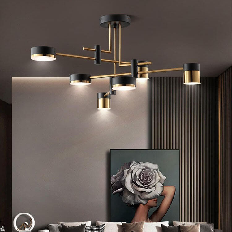 Modern Minimalist Black Gold Semi-Flush Mount Light 4-8 Lights