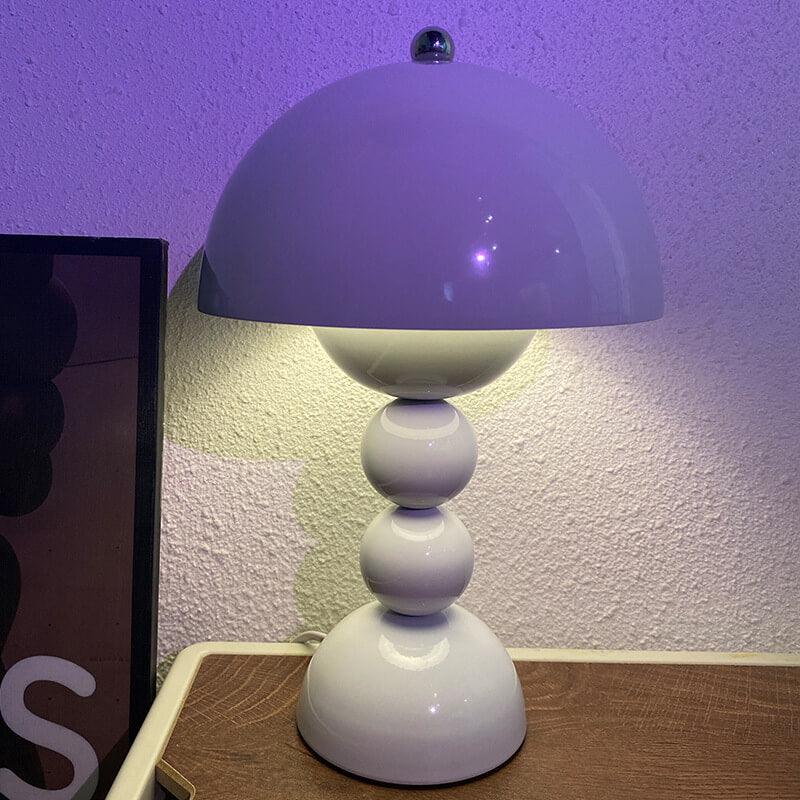 Contemporary Nordic Metal Mushroom Round Pod 1-Light Table Lamp for Bedroom Stylish Modern Lighting Fixture Nightstand Illuminated Decor Home Office Ambient Light Scandinavian Design Unique Table Lamp