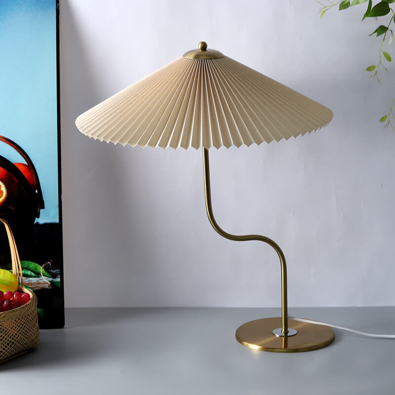 Retro Pleated Umbrella Table Lamp - 1-Light Decorative Accent Lamp
