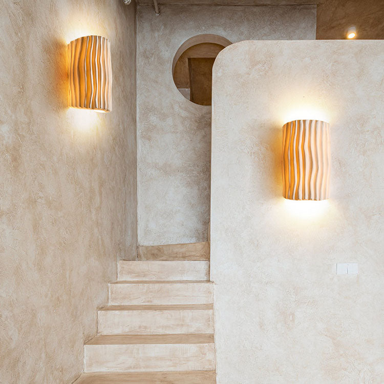 Contemporary Nordic Resin Striped Wall Sconce 2-Light Lamp for Living Room