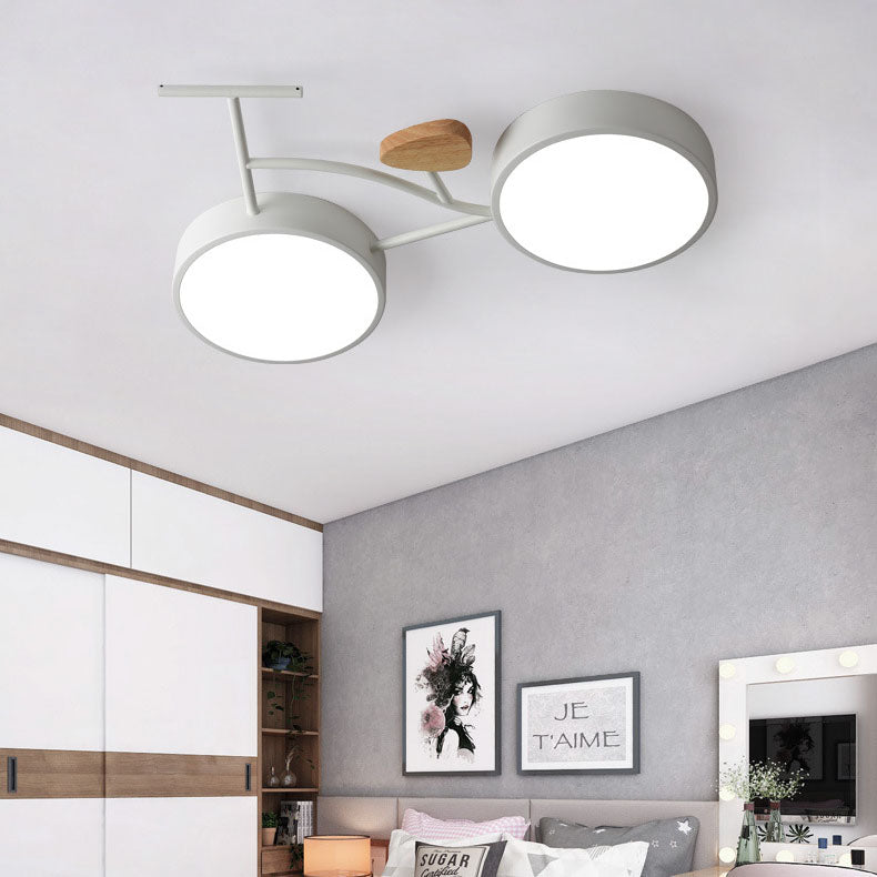Contemporary Bicycle Acrylic Wood LED Ceiling Light for Kids Room