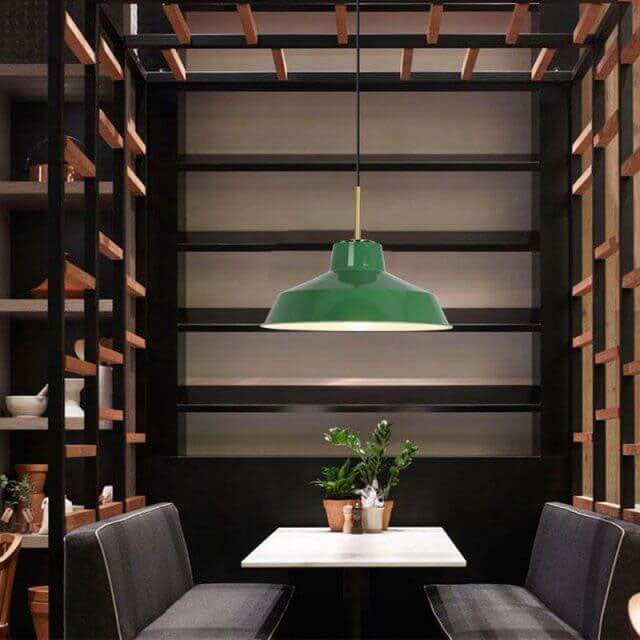 Industrial Vintage Green Iron Cone Pendant Light - 1-Light Hanging Fixture