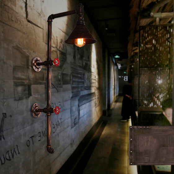 Retro Industrial Iron Water Pipe Wall Sconce Lamp - 1-Light Design  

Illuminate your space with this stylish retro industrial wall sconce, featuring a unique iron water pipe design. Perfect for adding a vintage touch to any room, this one-light sconce co