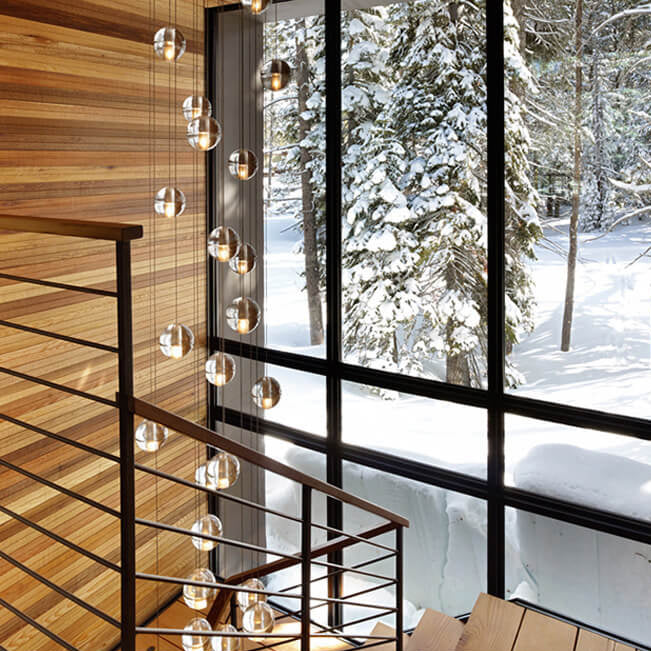 Modern Luxury LED Loft Chandelier with Crystal Orb Shade