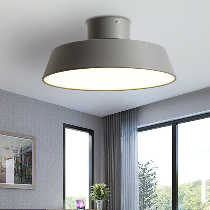 Contemporary Scandinavian Round Iron LED Flush Mount Ceiling Light