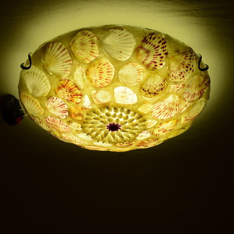 Mediterranean Shell Art LED Flush Mount Ceiling Light