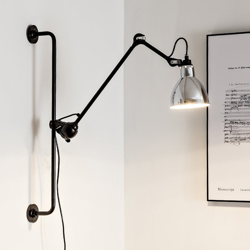 Industrial Vintage Iron Long Pole Swing Arm Wall Sconce Lamp
