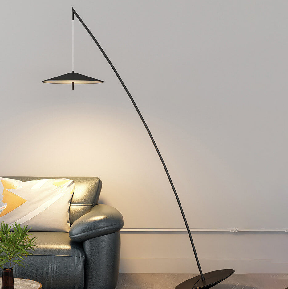 Contemporary Nordic Iron Black Tilt Fishing Rod Floor Lamp for Living Room & Bedroom