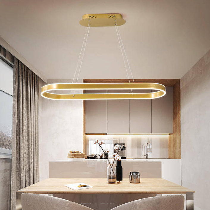 Modern Minimalist Oval Aluminum LED Chandelier - Light Luxury Lighting Fixture