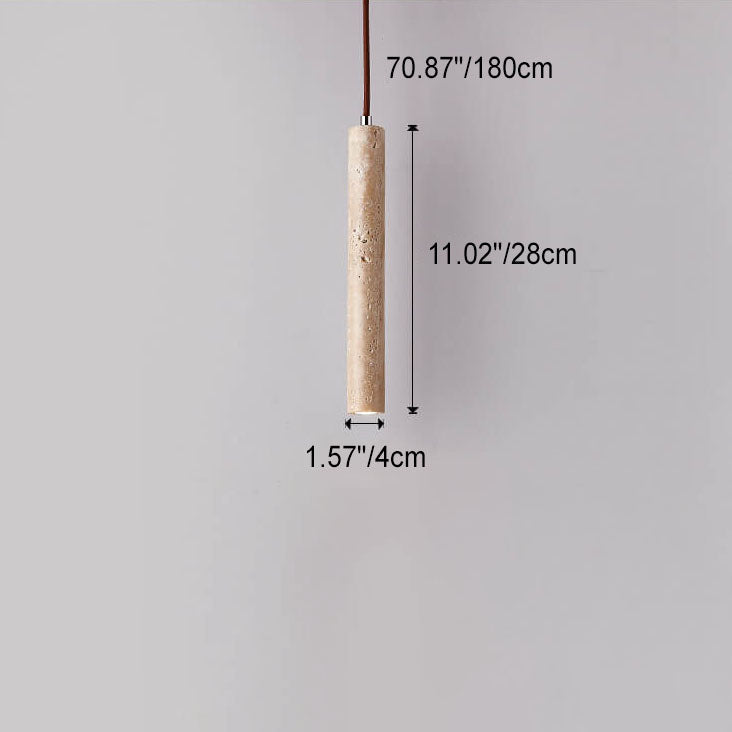 Japanese Wabi Sabi Yellow Travertine Pendant Light | 1-Light Cylinder Design