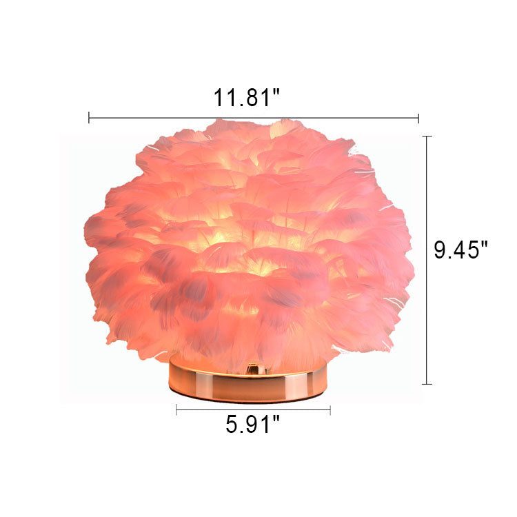 Modern Feather 1-Light Ball-Shaped Table Lamps, Stylish Decorative Lighting, Contemporary Home Decor, Elegant Nightstand Lamps, Unique Gifts for Her, Soft Ambient Light, Cozy Living Room Accessories, Bedroom Reading Lamps