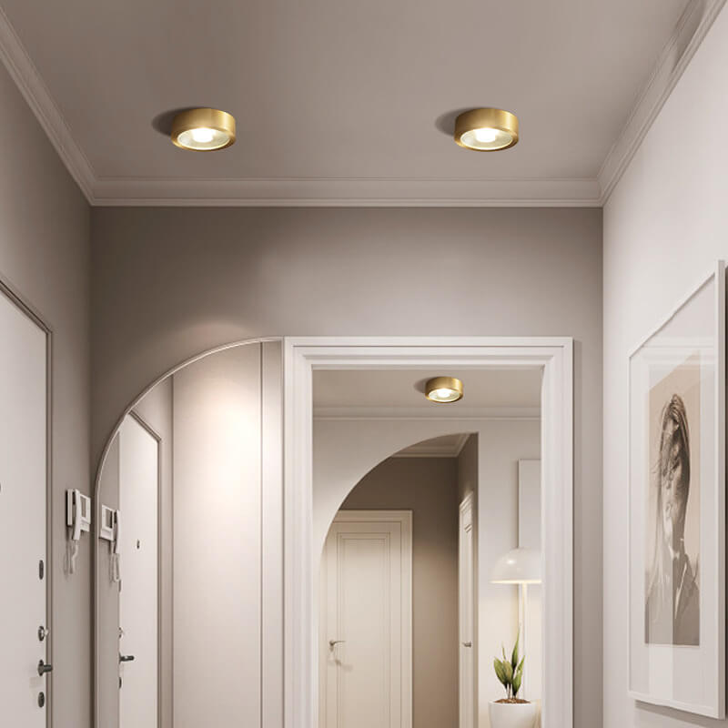 Modern Copper Ultra-thin LED Flush Mount Light for Hallway