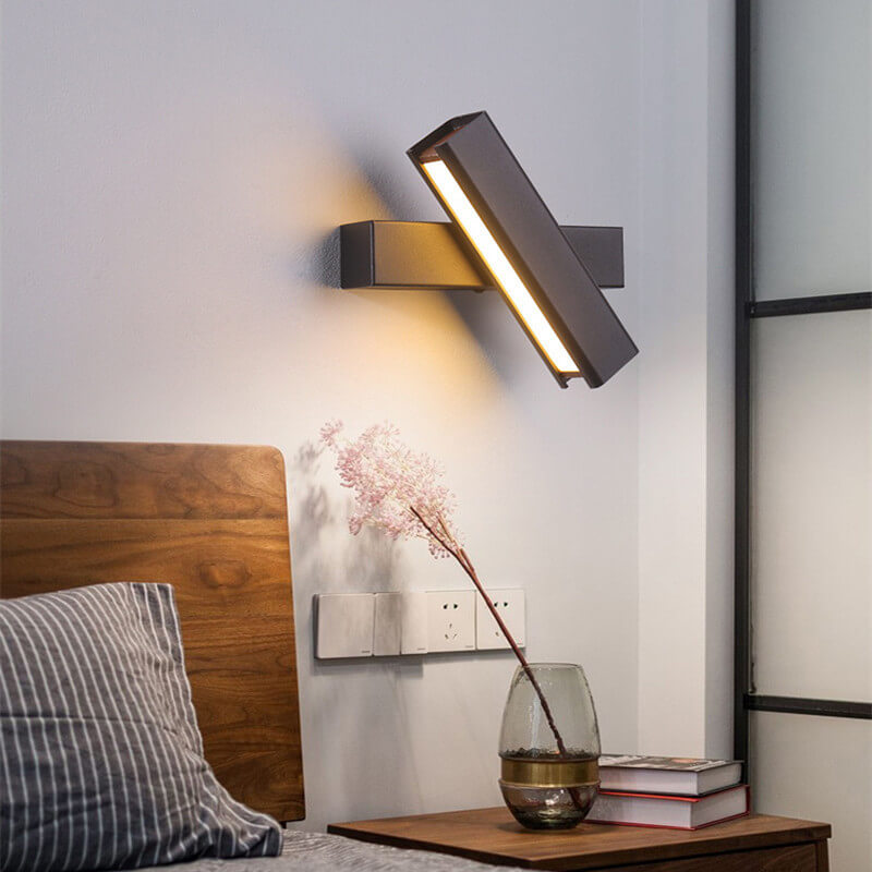 Modern Minimalist LED Wall Sconce - Rectangular Aluminum & Wood Design
