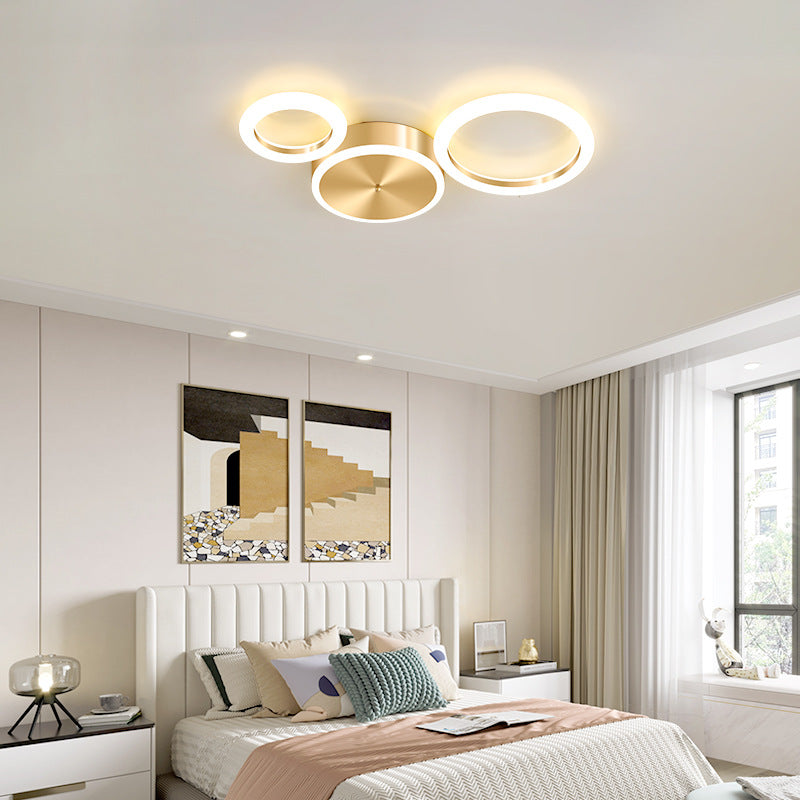 Modern Luxury Golden Circle Acrylic LED Flush Mount Ceiling Light for Living Room