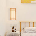 Traditional Japanese Solid Wood LED Wall Sconce for Bedroom