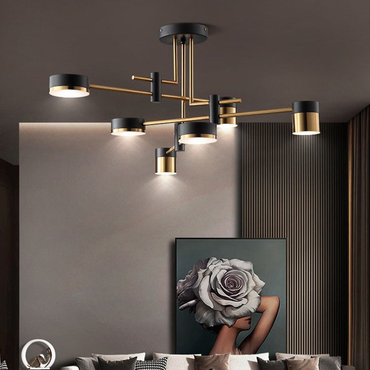 Scandinavian Iron Acrylic Round LED Semi-Flush Mount Ceiling Light for Living Room