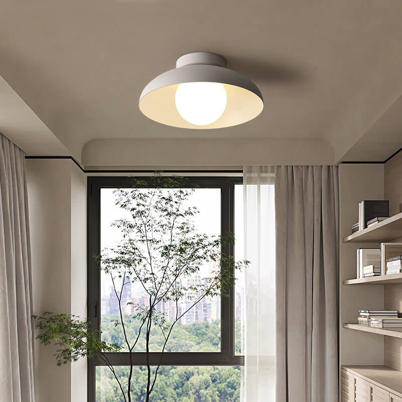Contemporary Nordic Wabi-Sabi Iron Glass Semi-Flush Mount Light