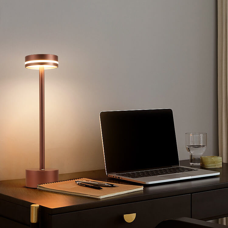 Modern Minimalist USB LED Table Lamp - Cylindrical Metal & Acrylic Design