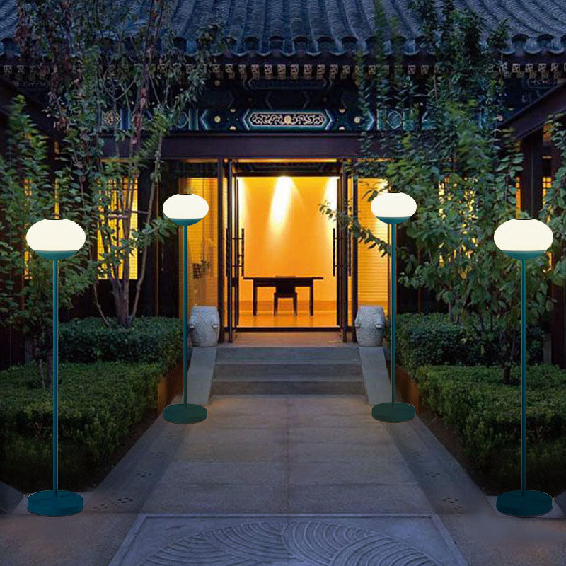 Solar Modern Minimalist Oval LED Outdoor Standing Lamp | Wrought Iron PE Design