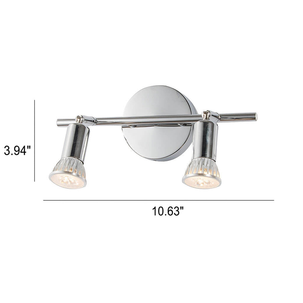 Modern Chrome 2-Light Vanity Wall Sconce - Elegant Metal Mirror Lamp