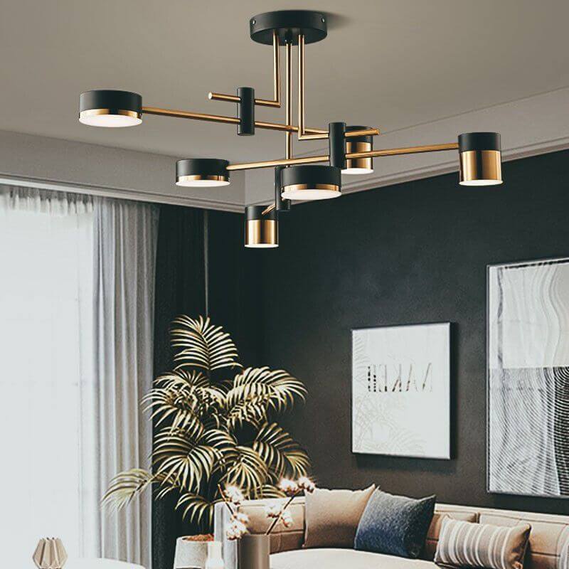 Modern Minimalist Black Gold Semi-Flush Mount Light 4-8 Lights